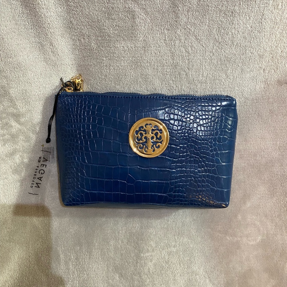 Blue Croc-Embossed Clutch